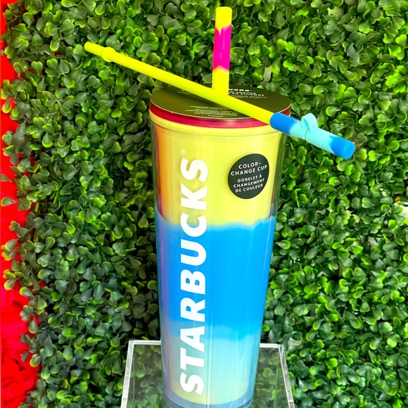 NWT💙Starbucks 2023 Citrus Color Changing Venti Tumbler with 2 Swirl Straws - Picture 1 of 11